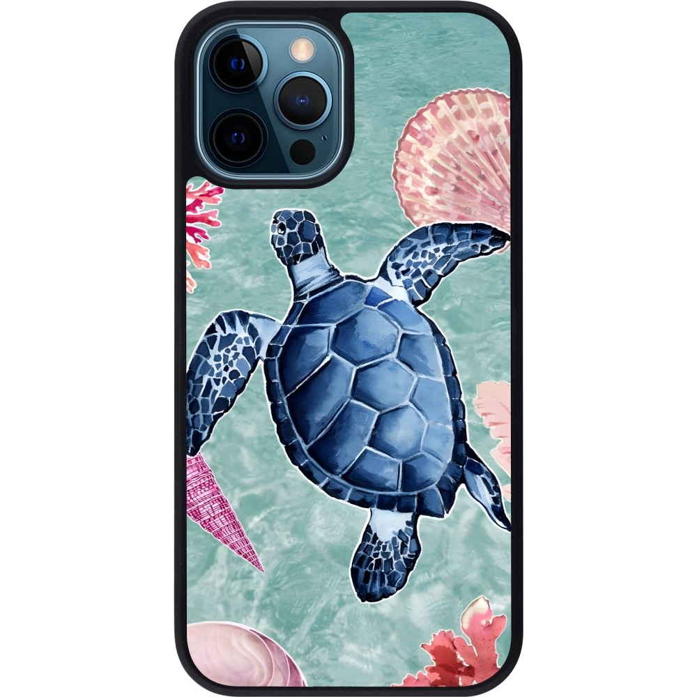 iPhone 12 / 12 Pro Case Hülle - Silikon schwarz Preppy Turtle