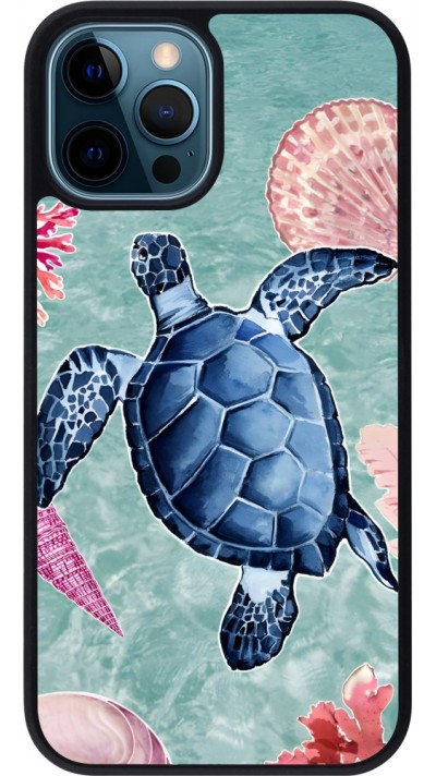 iPhone 12 / 12 Pro Case Hülle - Silikon schwarz Preppy Turtle