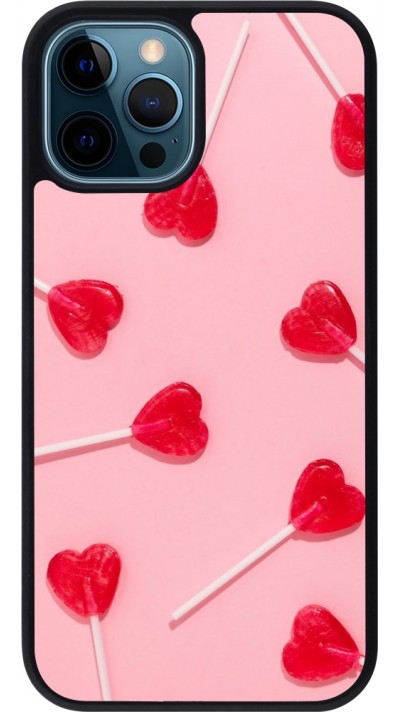 iPhone 12 / 12 Pro Case Hülle - Silikon schwarz Saint Valentines Day 26 Lollipop