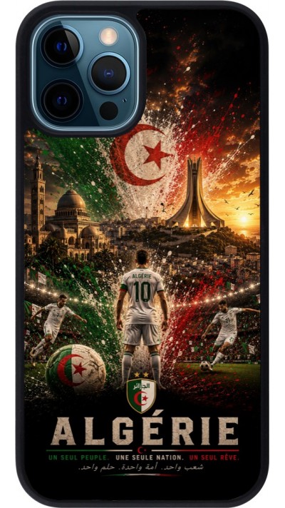 iPhone 12 / 12 Pro Case Hülle - Silikon schwarz Fussball Algerien splash 2026