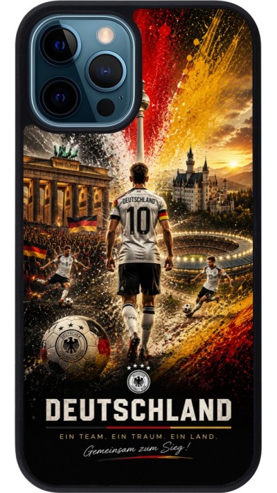 iPhone 12 / 12 Pro Case Hülle - Silikon schwarz Fussball Deutschland splash 2026