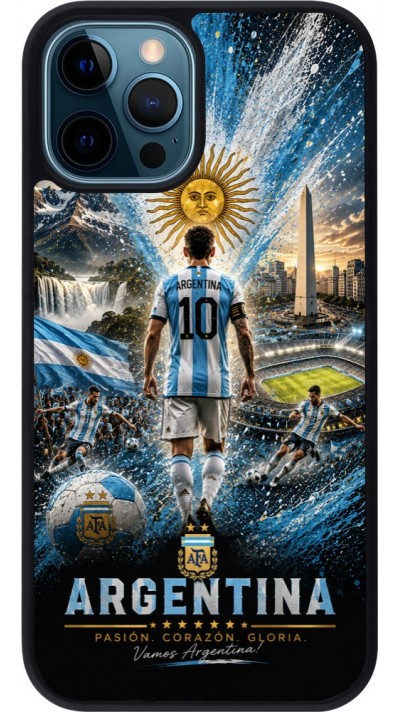 iPhone 12 / 12 Pro Case Hülle - Silikon schwarz Fussball Argentinien splash 2026