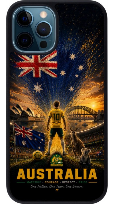 iPhone 12 / 12 Pro Case Hülle - Silikon schwarz Fussball Australien splash 2026