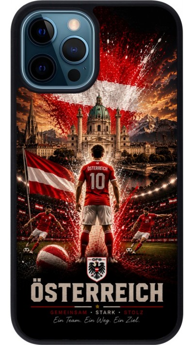 iPhone 12 / 12 Pro Case Hülle - Silikon schwarz Fussball Österreich splash 2026