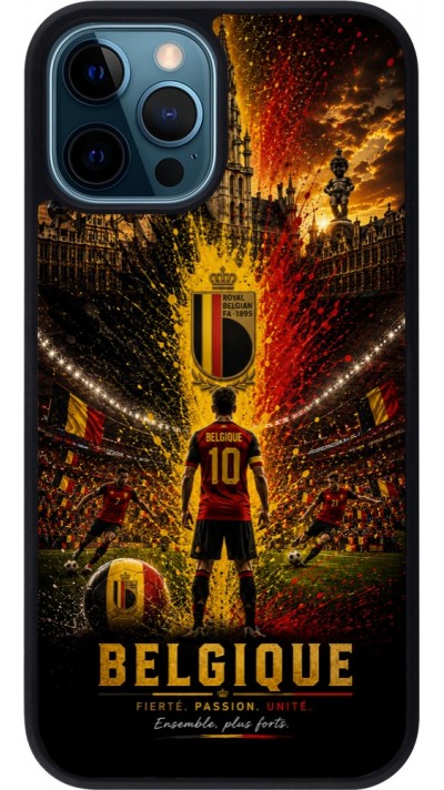 iPhone 12 / 12 Pro Case Hülle - Silikon schwarz Fussball Belgien splash 2026