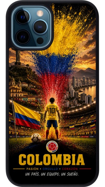 iPhone 12 / 12 Pro Case Hülle - Silikon schwarz Fussball Kolumbien splash 2026