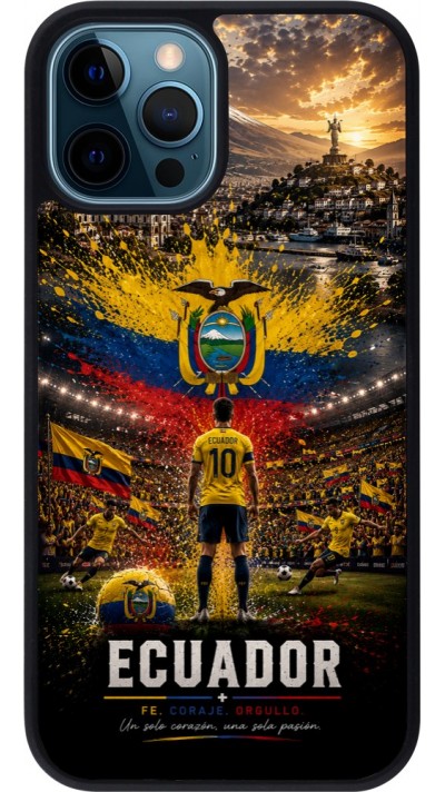 iPhone 12 / 12 Pro Case Hülle - Silikon schwarz Fussball Ecuador splash 2026