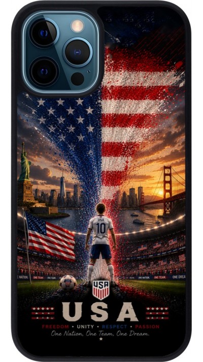 iPhone 12 / 12 Pro Case Hülle - Silikon schwarz Fussball Vereinigten Staaten splash 2026