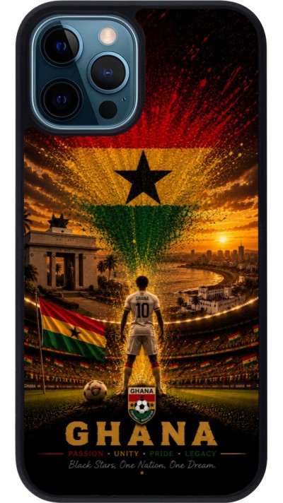 iPhone 12 / 12 Pro Case Hülle - Silikon schwarz Fussball Ghana splash 2026