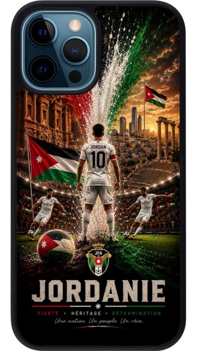 iPhone 12 / 12 Pro Case Hülle - Silikon schwarz Fussball Jordanien splash 2026