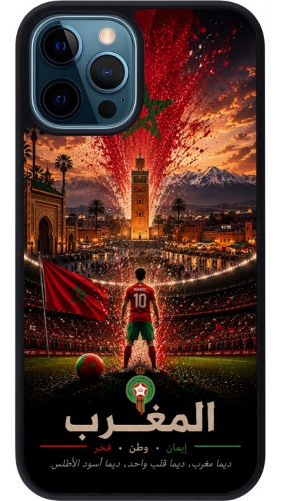 iPhone 12 / 12 Pro Case Hülle - Silikon schwarz Fussball Marokko splash 2026