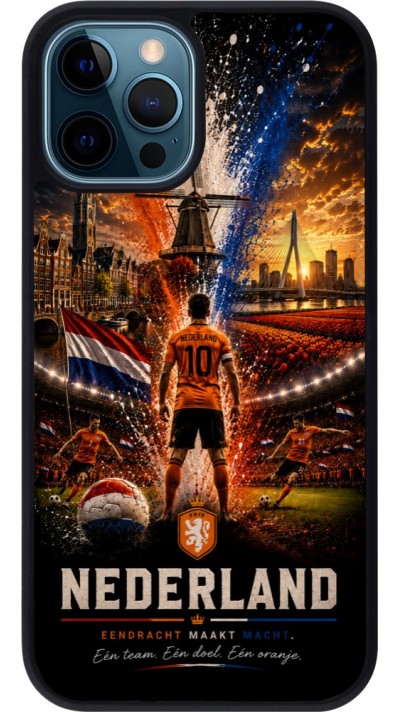 iPhone 12 / 12 Pro Case Hülle - Silikon schwarz Fussball Niederlande splash 2026