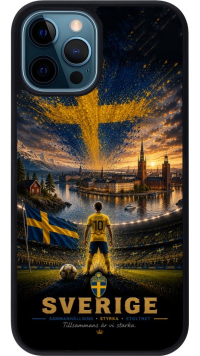 iPhone 12 / 12 Pro Case Hülle - Silikon schwarz Fussball Schweden splash 2026