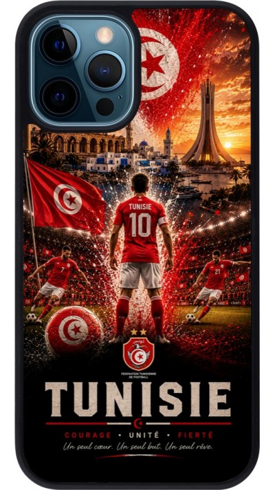 iPhone 12 / 12 Pro Case Hülle - Silikon schwarz Fussball Tunesien splash 2026