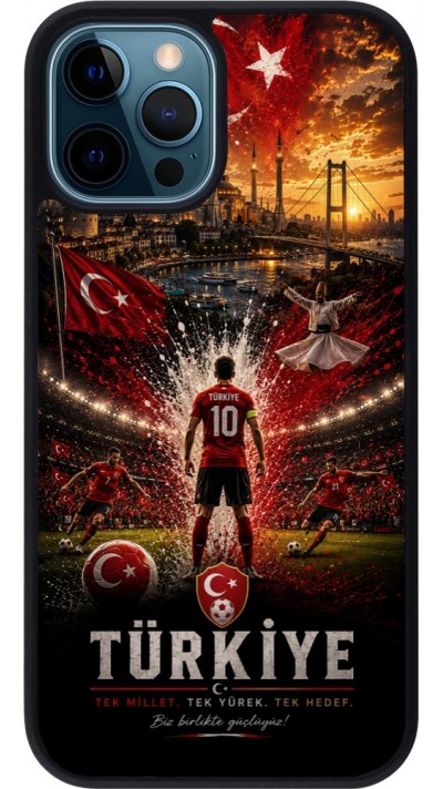 iPhone 12 / 12 Pro Case Hülle - Silikon schwarz Fussball Türkei splash 2026