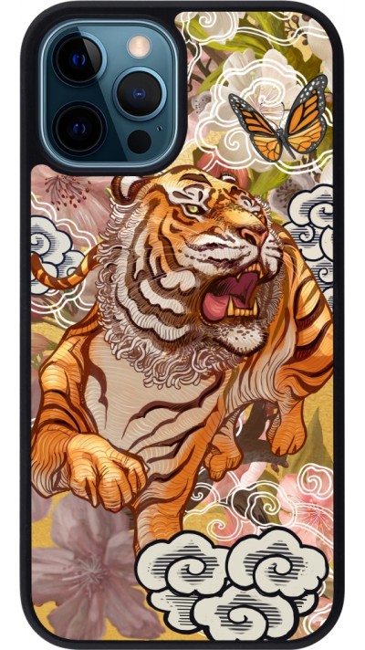 iPhone 12 / 12 Pro Case Hülle - Silikon schwarz Spring 23 japanese tiger