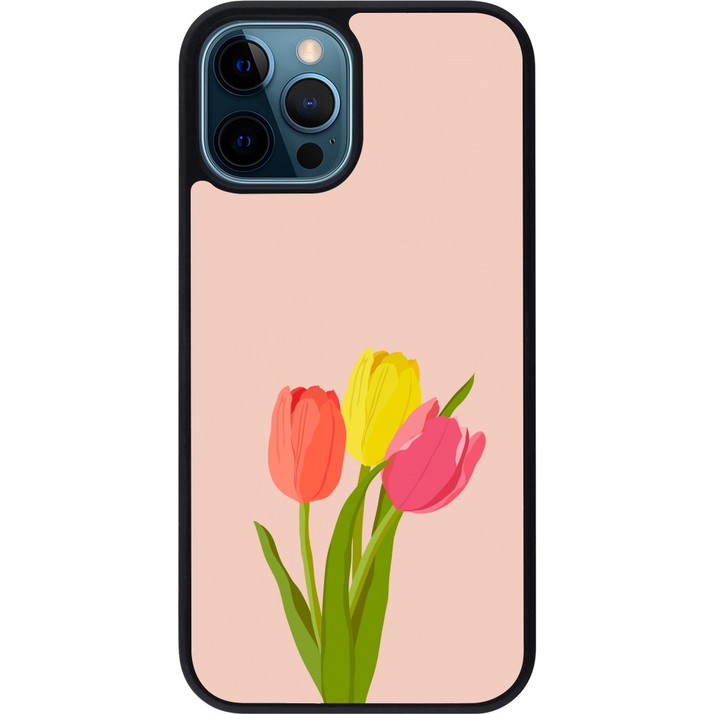 iPhone 12 / 12 Pro Case Hülle - Silikon schwarz Spring 23 tulip trio