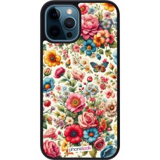 iPhone 12 / 12 Pro Case Hülle - Silikon schwarz Spring 25 fruehling bluetend