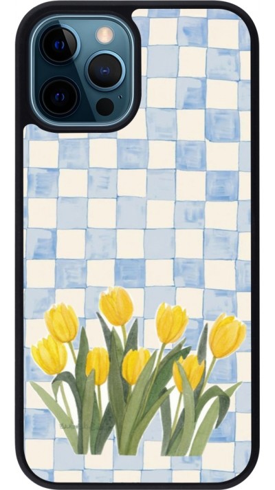 iPhone 12 / 12 Pro Case Hülle - Silikon schwarz Blue vichy tulips 2026