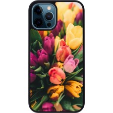 iPhone 12 / 12 Pro Case Hülle - Silikon schwarz Bouquet of tulips Spring 2026