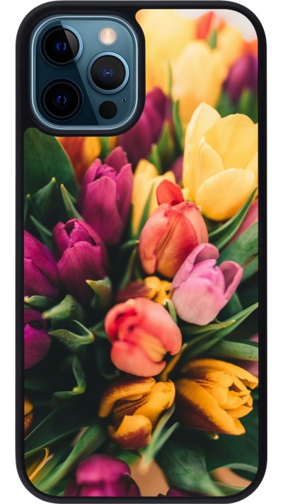 iPhone 12 / 12 Pro Case Hülle - Silikon schwarz Bouquet of tulips 2026