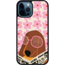 iPhone 12 / 12 Pro Case Hülle - Silikon schwarz Dog with newspaper Spring 2026