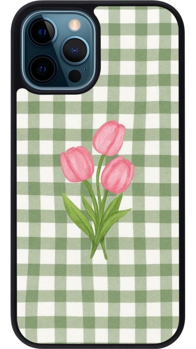 iPhone 12 / 12 Pro Case Hülle - Silikon schwarz Green vichy tulips 2026