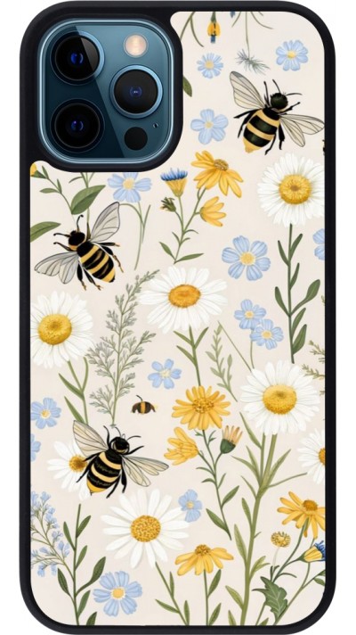 iPhone 12 / 12 Pro Case Hülle - Silikon schwarz Pattern bees 2026