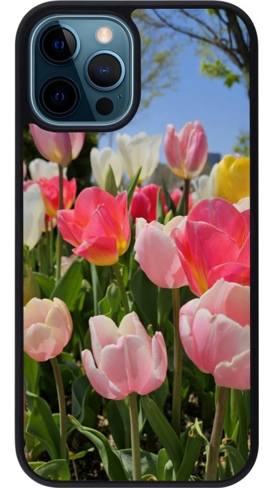 iPhone 12 / 12 Pro Case Hülle - Silikon schwarz Tulips 2026