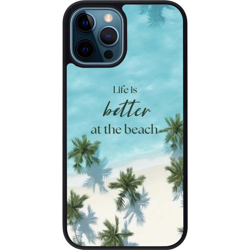 iPhone 12 / 12 Pro Case Hülle - Silikon schwarz Summer 2025 Life is better at the beach