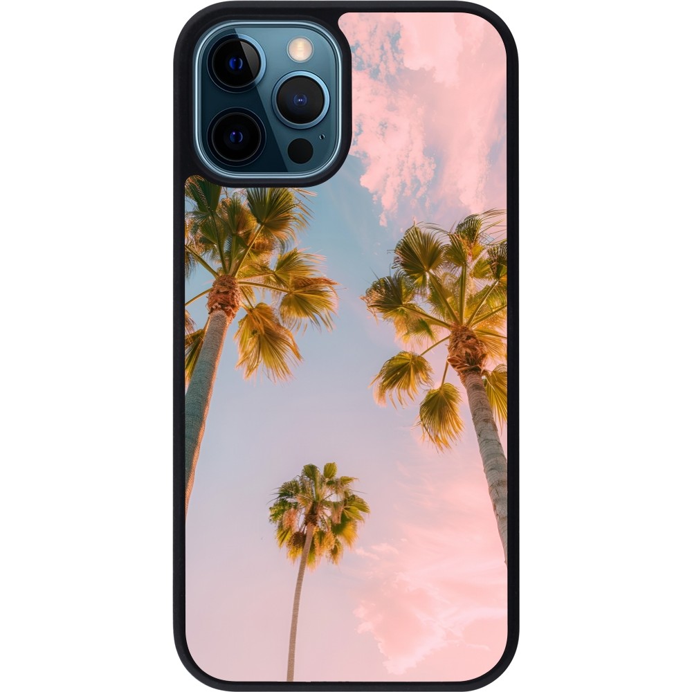 iPhone 12 / 12 Pro Case Hülle - Silikon schwarz Summer 2025 Palmiers