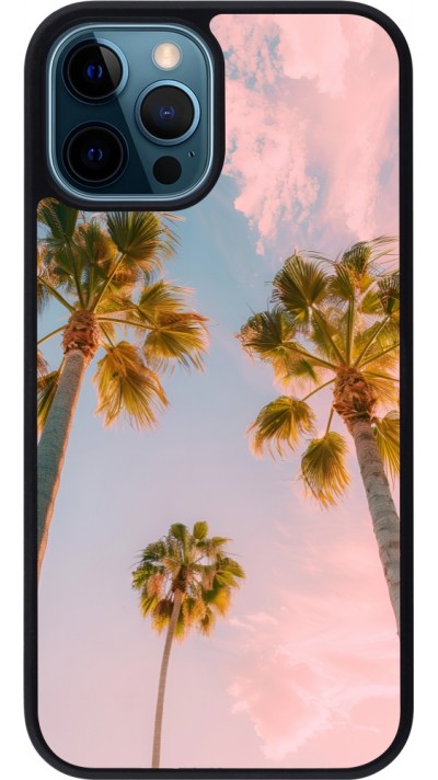 iPhone 12 / 12 Pro Case Hülle - Silikon schwarz Summer 2025 Palmiers