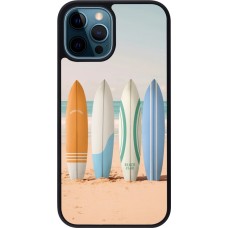 iPhone 12 / 12 Pro Case Hülle - Silikon schwarz Summer surfboard 2025