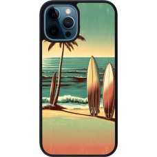 iPhone 12 / 12 Pro Case Hülle - Silikon schwarz Surf Paradise