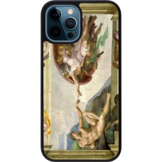 iPhone 12 / 12 Pro Case Hülle - Silikon schwarz Kunstbild - Die Erschaffung Adams - Michelangelo