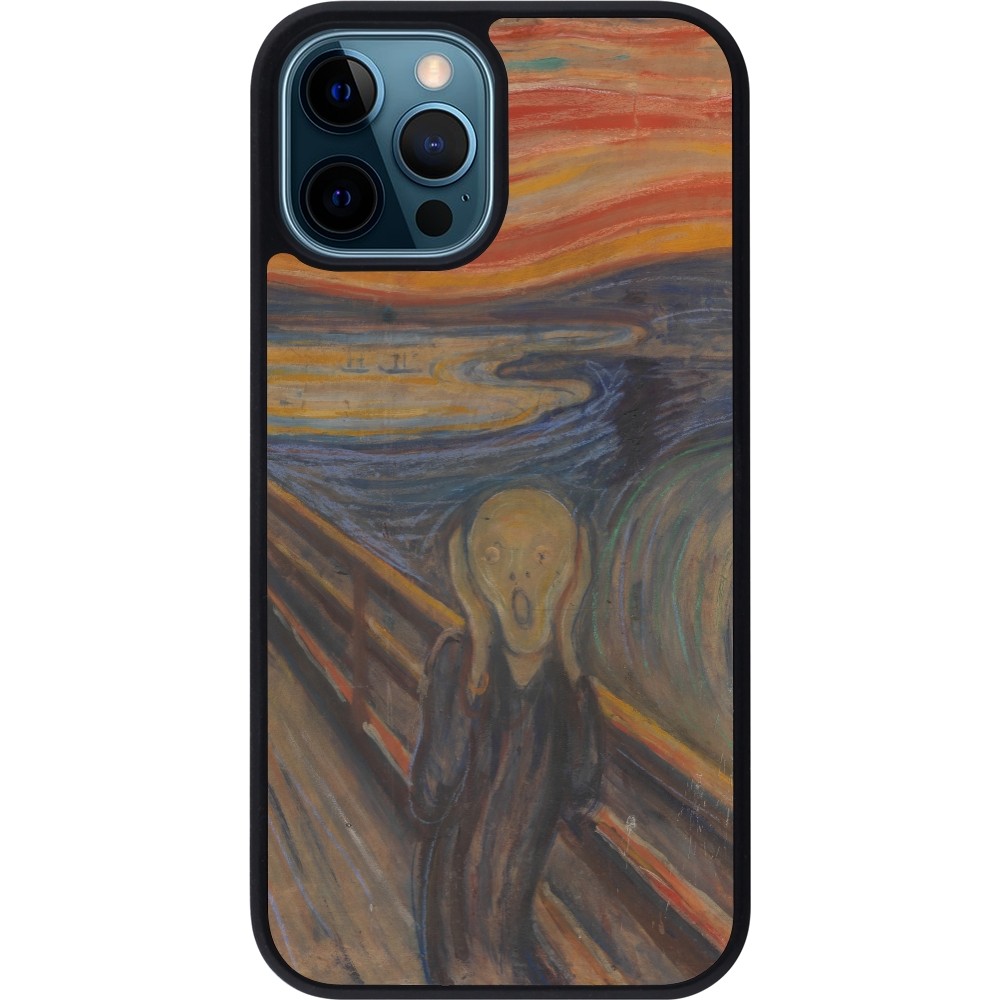 iPhone 12 / 12 Pro Case Hülle - Silikon schwarz Kunstbild - Der Schrei - Edvard Munch