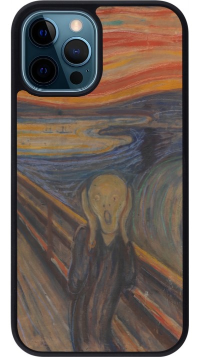 iPhone 12 / 12 Pro Case Hülle - Silikon schwarz Kunstbild - Der Schrei - Edvard Munch