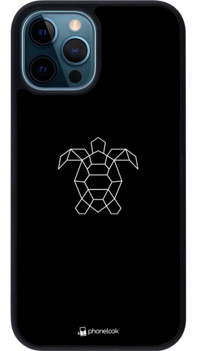 Coque iPhone 12 / 12 Pro - Silicone rigide noir Turtles lines on black