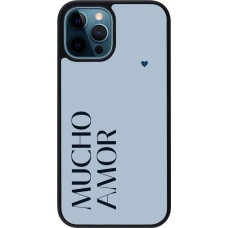 iPhone 12 / 12 Pro Case Hülle - Silikon schwarz Valentine 2024 mucho amor azul