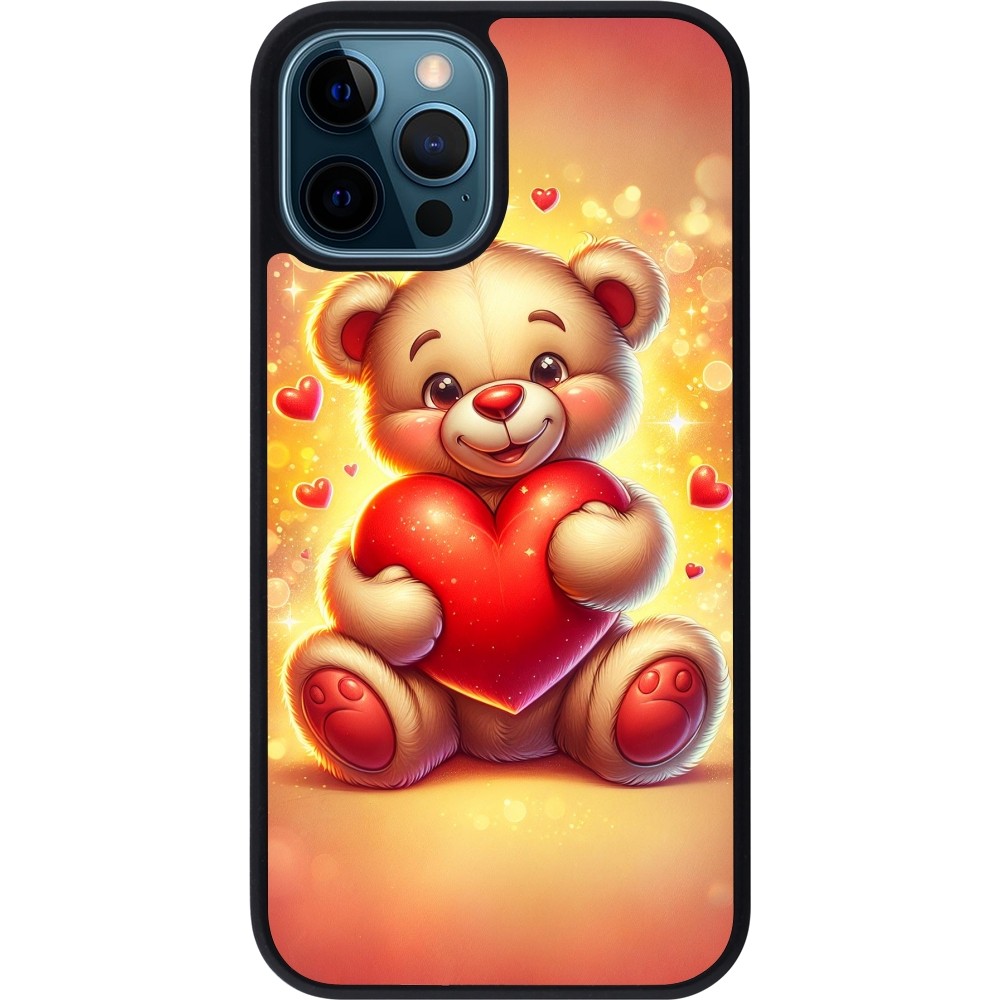 iPhone 12 / 12 Pro Case Hülle - Silikon schwarz Valentin 2024 Teddy Liebe