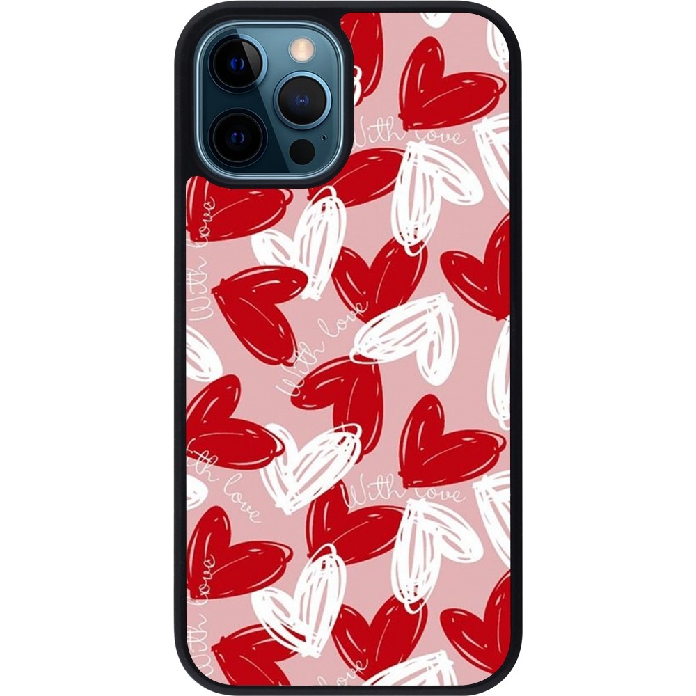 iPhone 12 / 12 Pro Case Hülle - Silikon schwarz Valentine 2024 with love heart