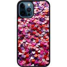iPhone 12 / 12 Pro Case Hülle - Silikon schwarz Valentin 2025 Konfetti