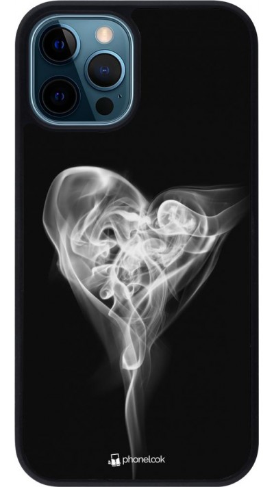 Coque iPhone 12 / 12 Pro - Silicone rigide noir Valentine 2022 Black Smoke