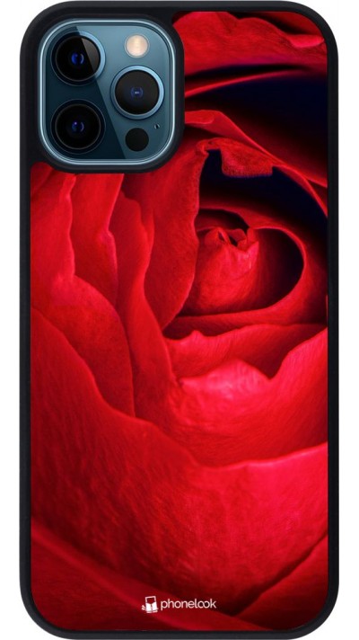 Hülle iPhone 12 / 12 Pro - Silikon schwarz Valentine 2022 Rose