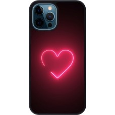 iPhone 12 / 12 Pro Case Hülle - Silikon schwarz Valentine 2023 single neon heart