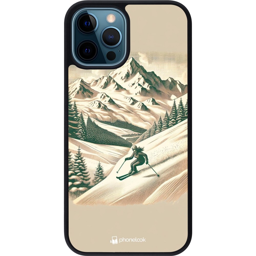 iPhone 12 / 12 Pro Case Hülle - Silikon schwarz Vintage Skiberg
