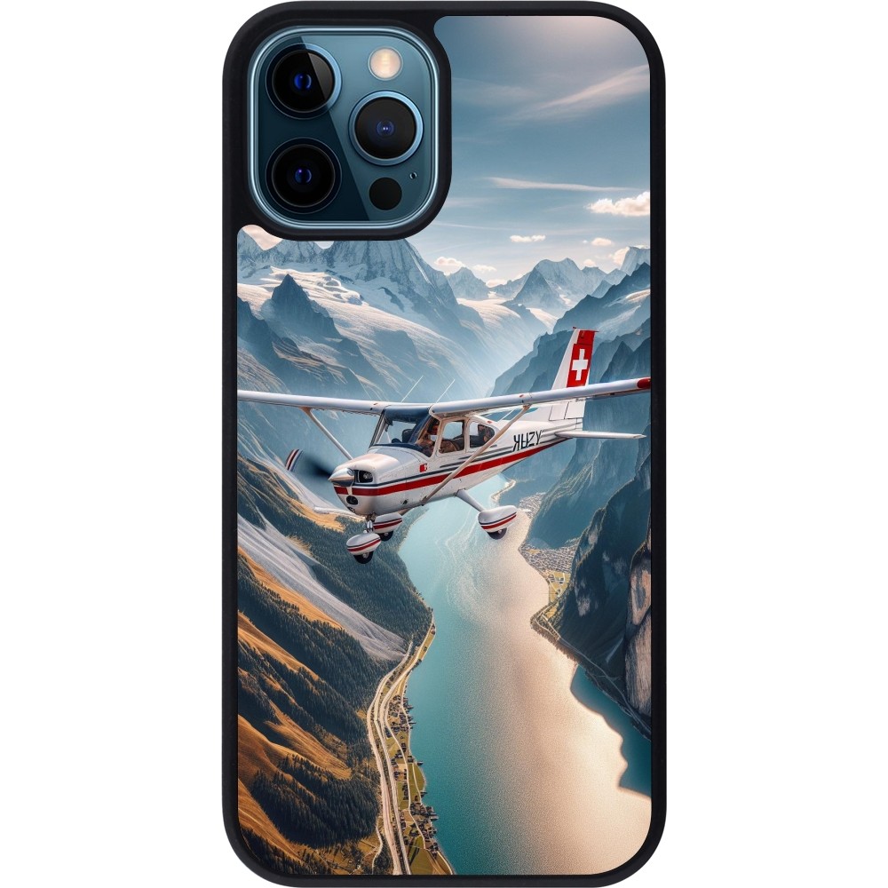 iPhone 12 / 12 Pro Case Hülle - Silikon schwarz Schweizer Alpenflug