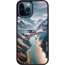 iPhone 12 / 12 Pro Case Hülle - Silikon schwarz Schweizer Alpenflug