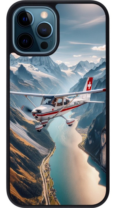 iPhone 12 / 12 Pro Case Hülle - Silikon schwarz Schweizer Alpenflug