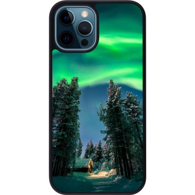 iPhone 12 / 12 Pro Case Hülle - Silikon schwarz Winter 22 Northern Lights